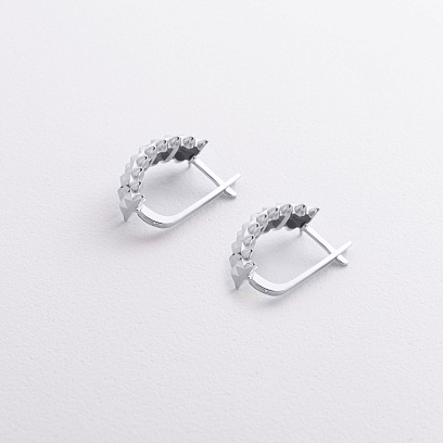 Серьги в белом золоте с09495 №2