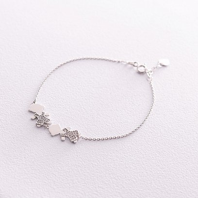 Золотой браслет "Два мальчика" с фианитами б04110