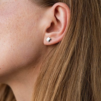 Золоті сережки-пусети "Квадратики" с06197 №2