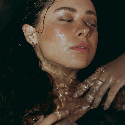 Серьги - пусеты "Margo" с шариками (желтое золото) с08241 №10