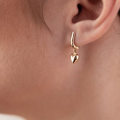 Серьги "Сердечки" в желтом золоте с08389 №5