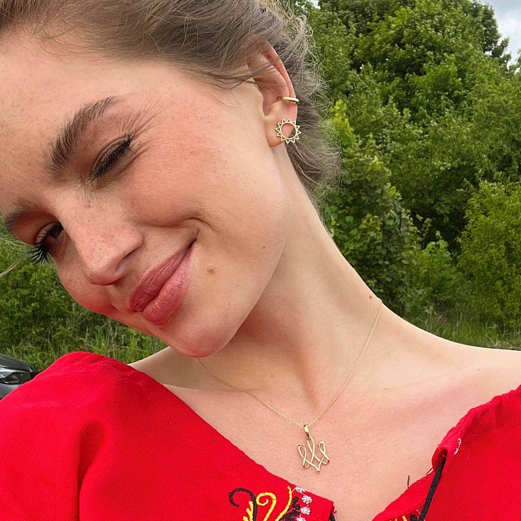 Золотые серьги - пусеты "Солнце" с07856 от ювелирного магазина Оникс - 9