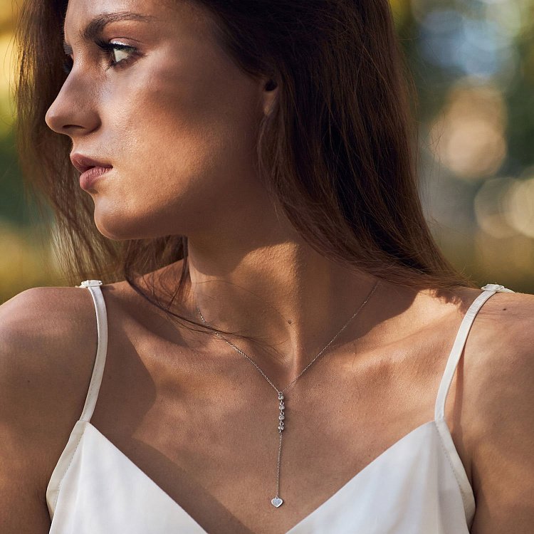 Кольє з білого золота з фіанітами кол01515 від ювелірного магазину Онікс - 7