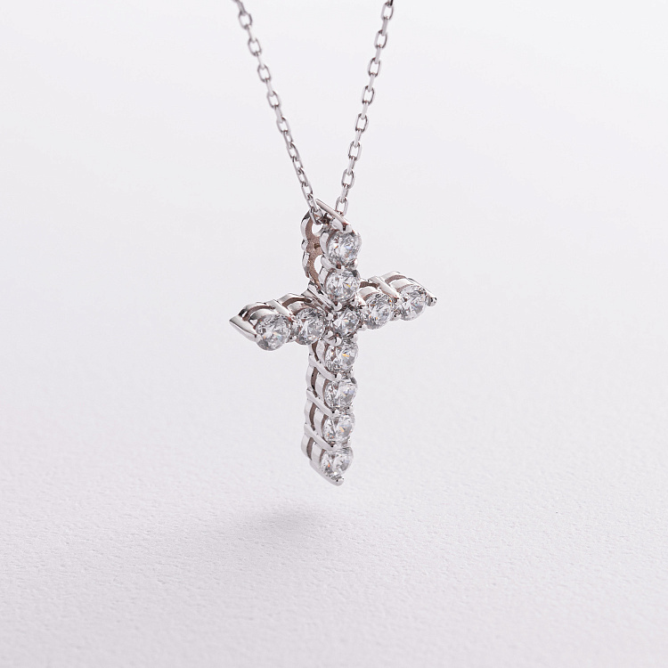 Золотое колье "Крестик" с фианитами кол02644 от ювелирного магазина Оникс