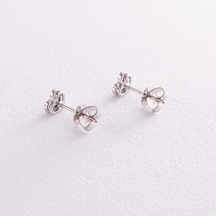 Золотые серьги - пусеты "Сердечки" с бриллиантами и сапфирами сб0432ca от ювелирного магазина Оникс - 4