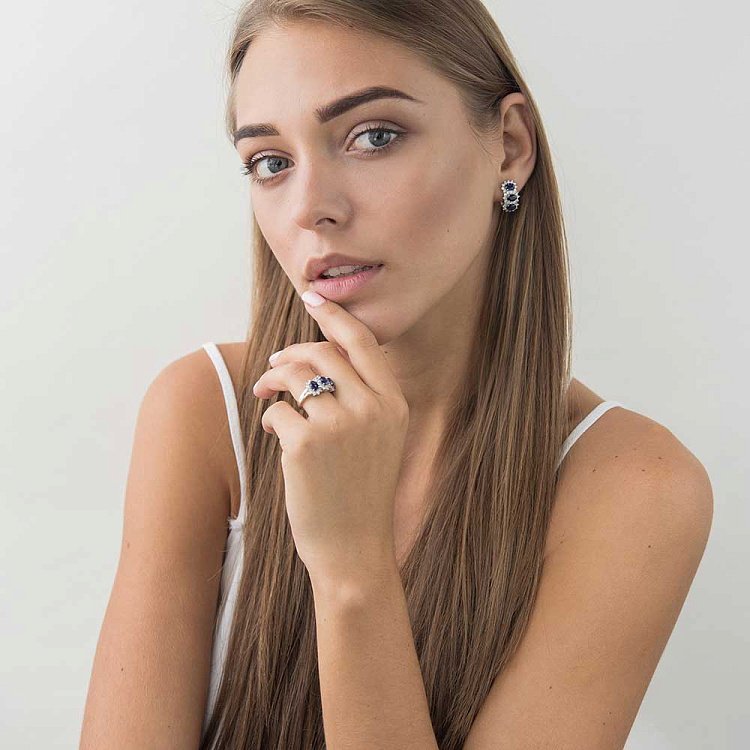 Золотые серьги с сапфирами и бриллиантами 62300gl от ювелирного магазина Оникс - 3