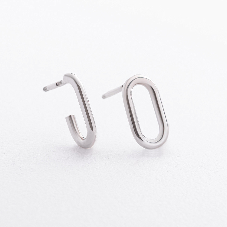 Серебряные серьги - пусеты "Асимметрия" 902-01272 от ювелирного магазина Оникс