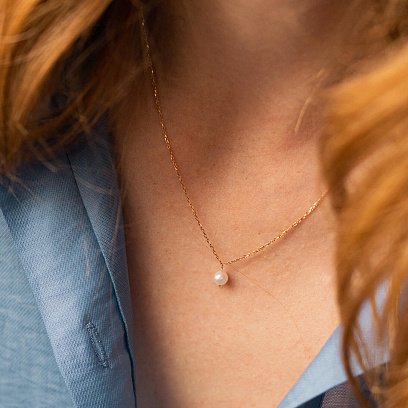 Колье с жемчужиной (красное золото) кол02402 №4