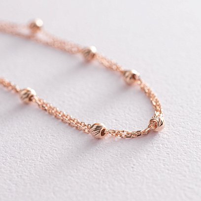 Двойной браслет "Шарики" в красном золоте б04573 №3