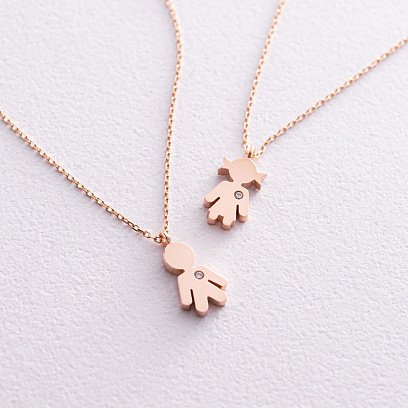 Кольє "Дівчинка" у червоному золоті (фіаніт) кол02200 №3