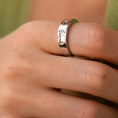 Золота каблучка "Ніжка немовляти" (фіаніт) к07625 №2