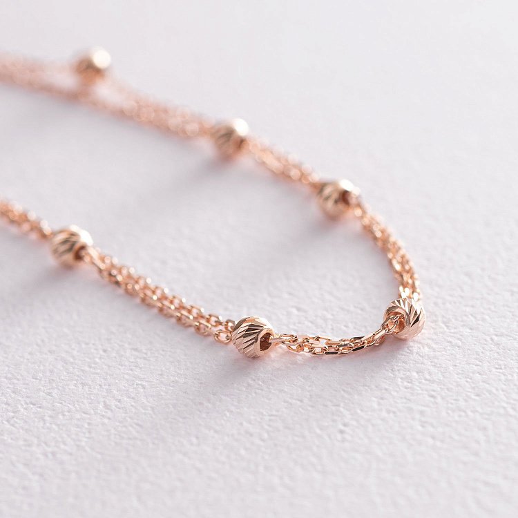 Двойной браслет "Шарики" в красном золоте б04573 от ювелирного магазина Оникс - 2