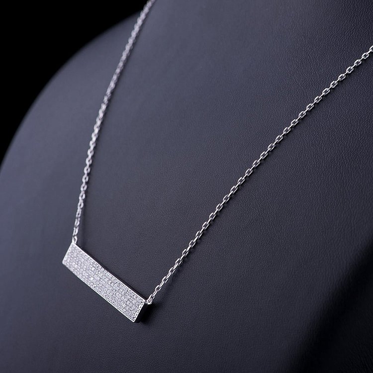 Срібне кольє (фіаніти) 18486 від ювелірного магазину Онікс - 1