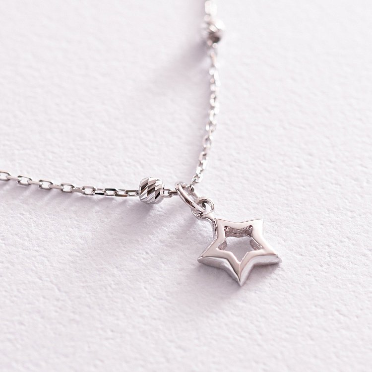 Золотий браслет "Сердечко і зірочка" на ногу б04348 від ювелірного магазину Онікс - 6