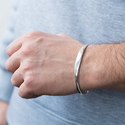 Серебряный жесткий браслет для гравировки 141395 №4