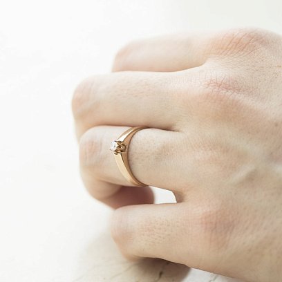 Золотое помолвочное кольцо с фианитом к04918 №6