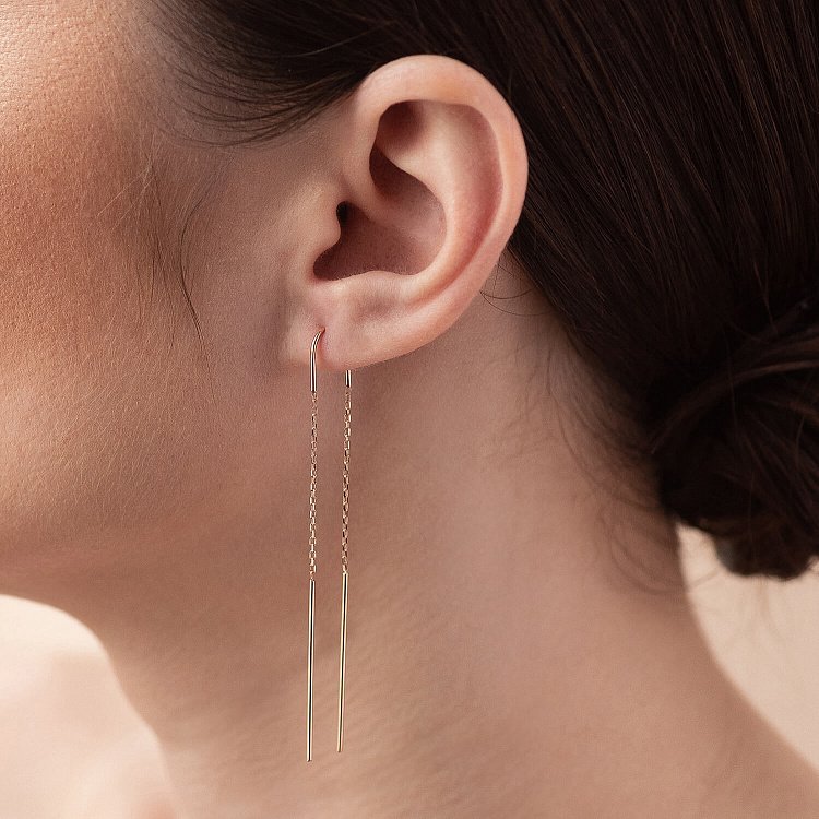 Серьги - протяжки в красном золоте с06339 от ювелирного магазина Оникс - 1