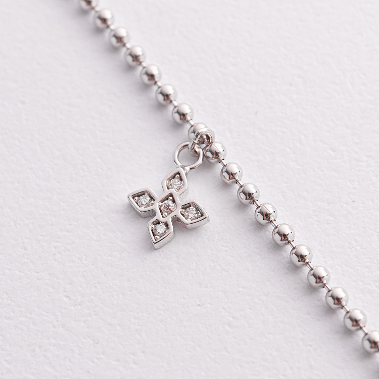 Серебряный браслет "Клевер" на ногу (фианиты) 141802 от ювелирного магазина Оникс - 1