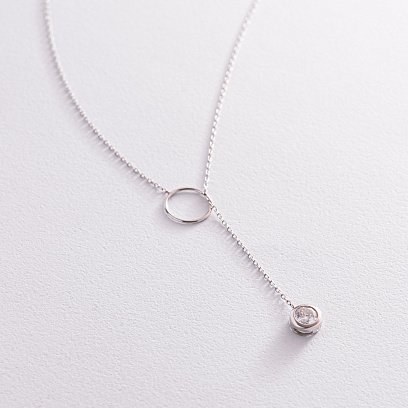 Серебряное колье "Марта" с фианитом 181125 №2