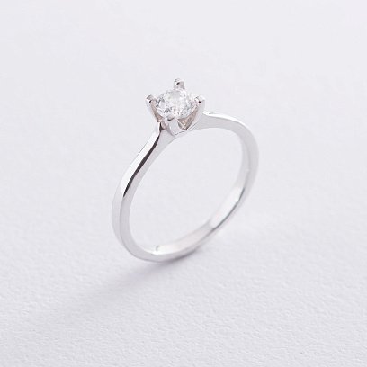 Заручальна каблучка в білому золоті (куб. цирконій Swarovski) к06316