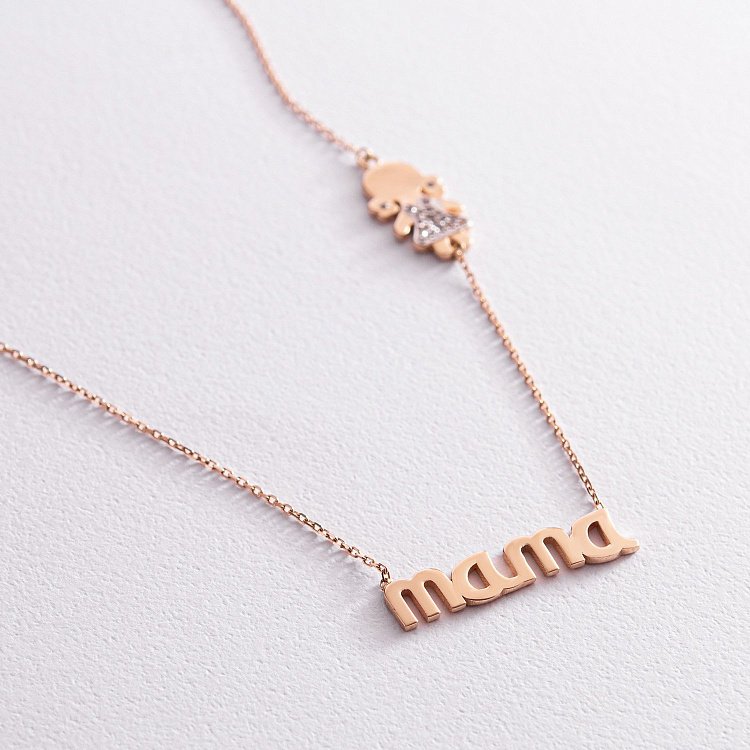 Золоте кольє "Мама і дівчинка" (фіаніти) кол00992 від ювелірного магазину Онікс