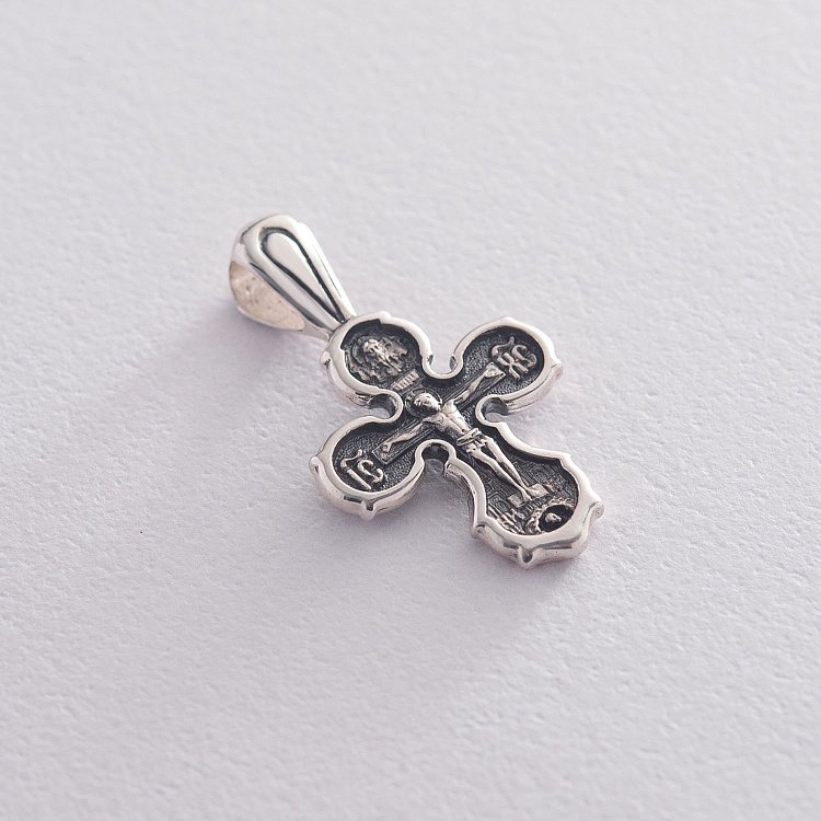 Серебряный крест "Распятие. Спаси и сохрани" 133007 от ювелирного магазина Оникс
