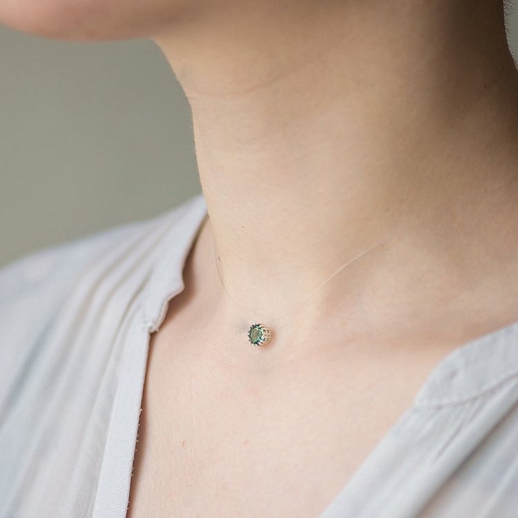 Камінчик на лісці (зелений кварц, 6 мм) 18528 від ювелірного магазину Онікс - 1