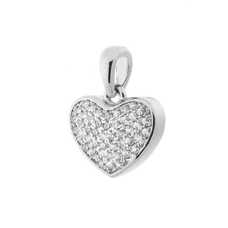 Серебряный кулон "Сердце" с фианитами 132636 от ювелирного магазина Оникс