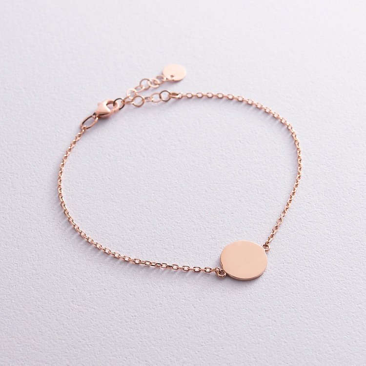 Браслет "Монетка" в червоному золоті (можливе гравіювання) б04918 від ювелірного магазину Онікс - 5