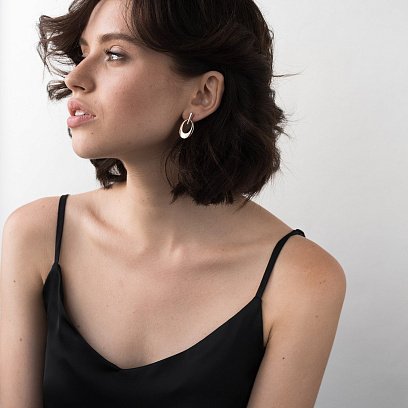 Золотые серьги "Овальные" с06133 №4