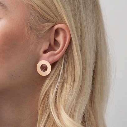 Золотые серьги - пусеты "Зеркальные" (2.1 см) с07698 №4