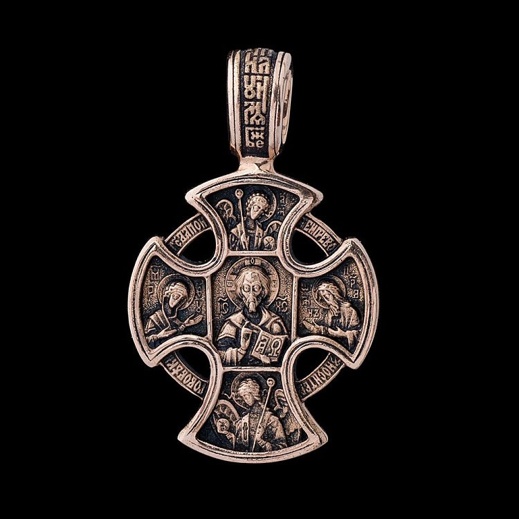 Крестик "Господь Вседержитель. Ангел Хранитель" п00068 от ювелирного магазина Оникс