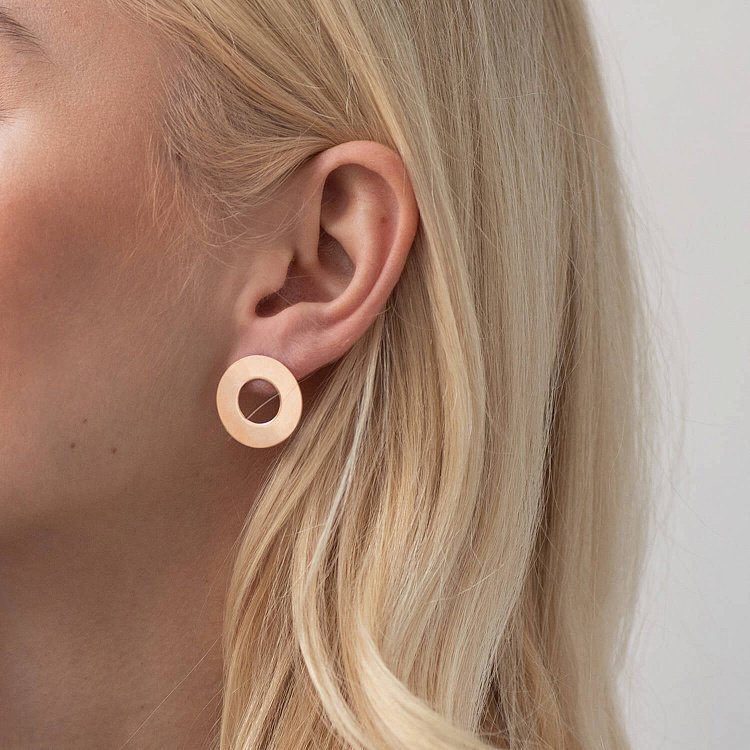 Золотые серьги - пусеты "Зеркальные" (2.1 см) с07698 от ювелирного магазина Оникс - 3