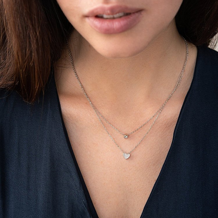 Срібне кольє "Сердечко" з фіанітами 181129 від ювелірного магазину Онікс - 6