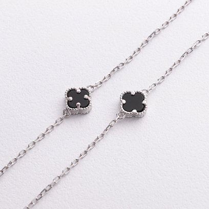 Срібне кольє "Конюшина" (онікс) 181349 №2