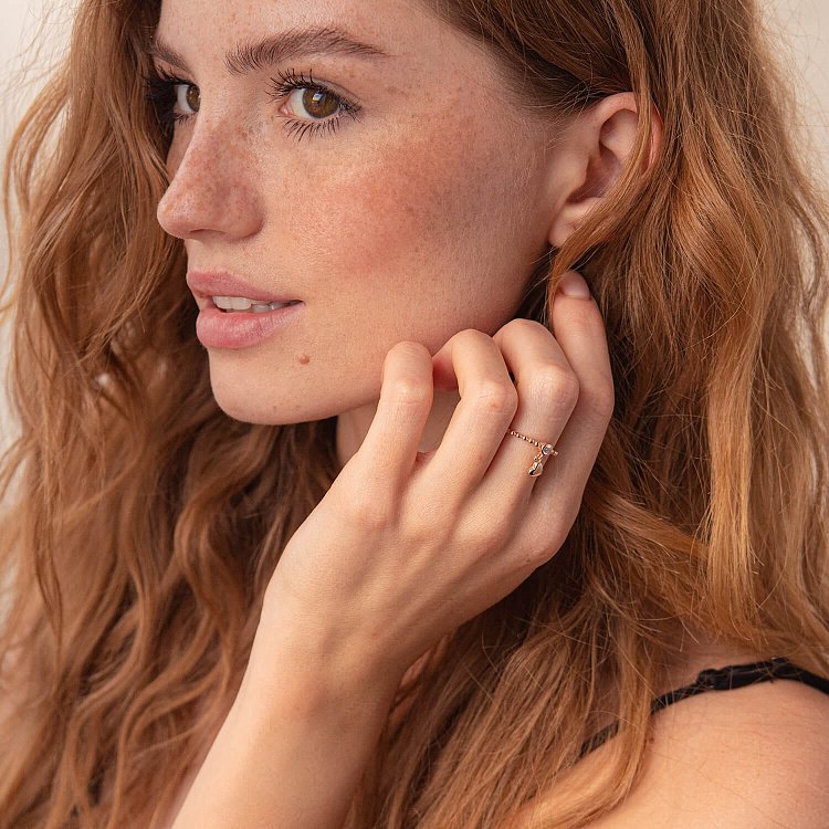 Золотое кольцо "Сердечко" с фианитом к07048 от ювелирного магазина Оникс - 5