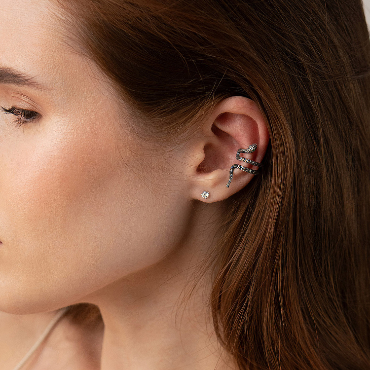 Срібна сережка - каффа "Змія" 123291 від ювелірного магазину Онікс - 7