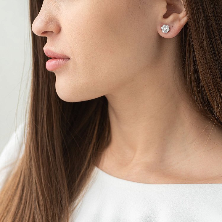 Золотые серьги-пусеты (бриллиант) с202 - 1 Золотые серьги-пусеты (бриллиант) с202 от ювелирного магазина Оникс - 1