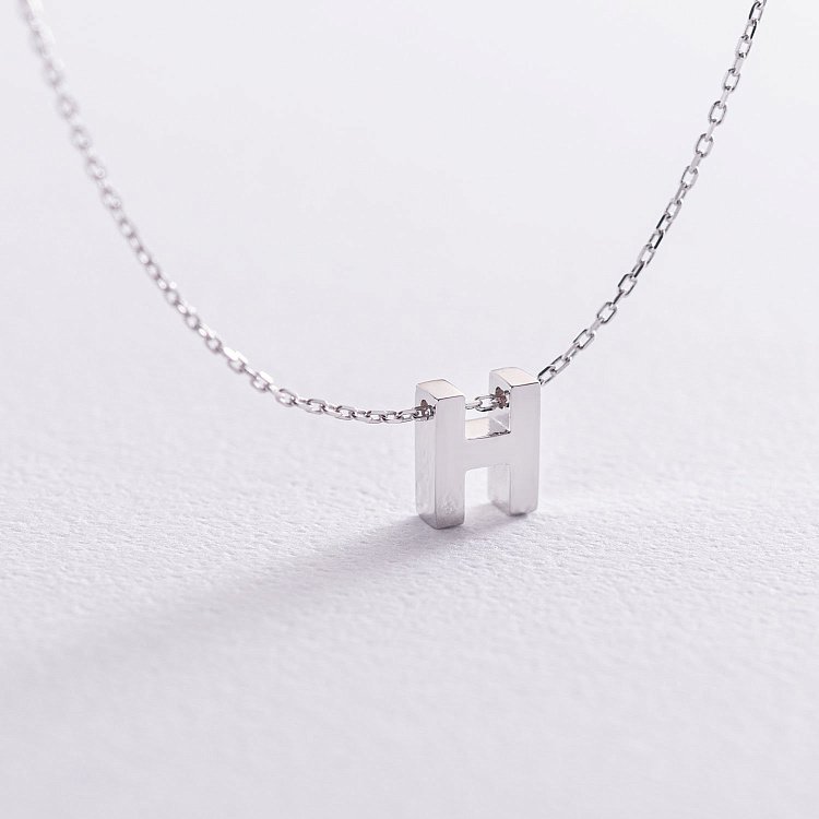 Кольє з буквою "Н" в білому золоті кол01254Н від ювелірного магазину Онікс - 2