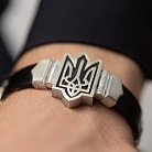 Чоловічий срібний браслет "Герб України - Тризуб" (шкіра, ебен) 1079 от ювелирного магазина Оникс - 4