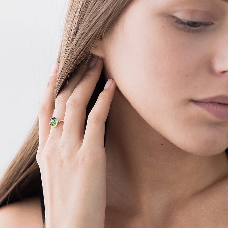 Эксклюзивное золотое кольцо с горным хрусталем 0632 от ювелирного магазина Оникс - 1