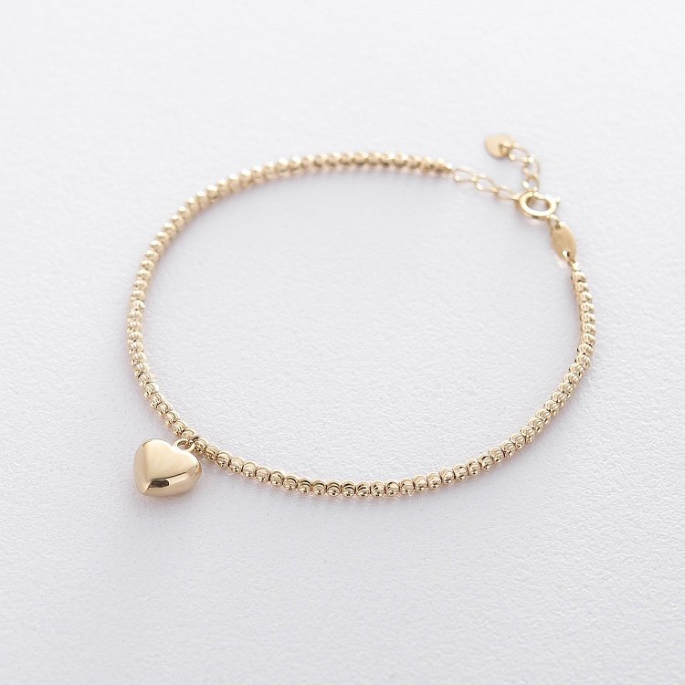Золотой браслет "Сердечко" б03129 от ювелирного магазина Оникс - 5