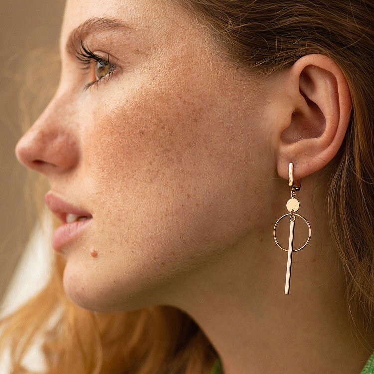 Серьги "Геометрия" в красном золоте с08152 от ювелирного магазина Оникс - 1