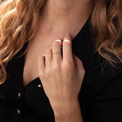 Каблучка "Сердечка" з фіанітами (червоне золото) к07112 №2