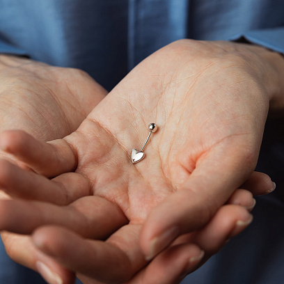 Золотой пирсинг в пупок "Сердечко" (фианит) пир00279 №2