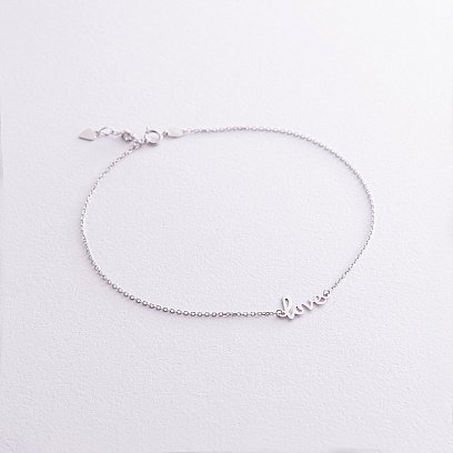 Браслет "Love" в белом золоте на ногу б05229