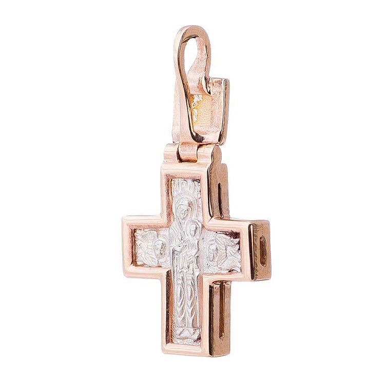Золотой православный крестик с серебром 14082982 от ювелирного магазина Оникс - 1