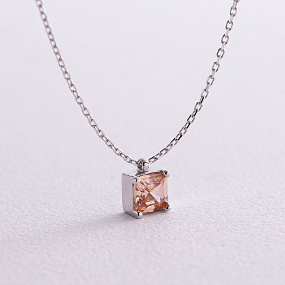 Золотое колье "Альма" (оранжевый фианит) кол02372