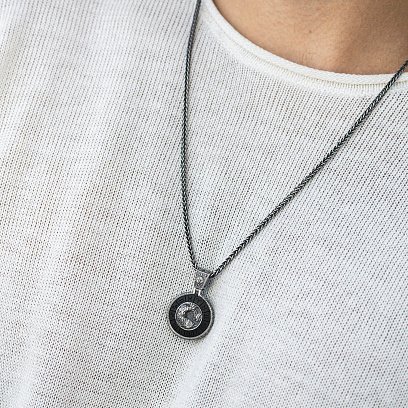 Срібний кулон "Знак зодіаку Риби" з ебеном 1041риби №2