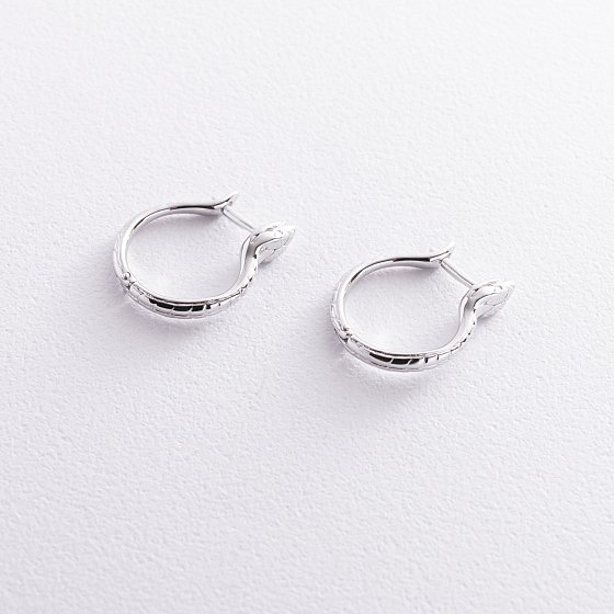 Сережки "Змії" у білому золоті с08486 №3